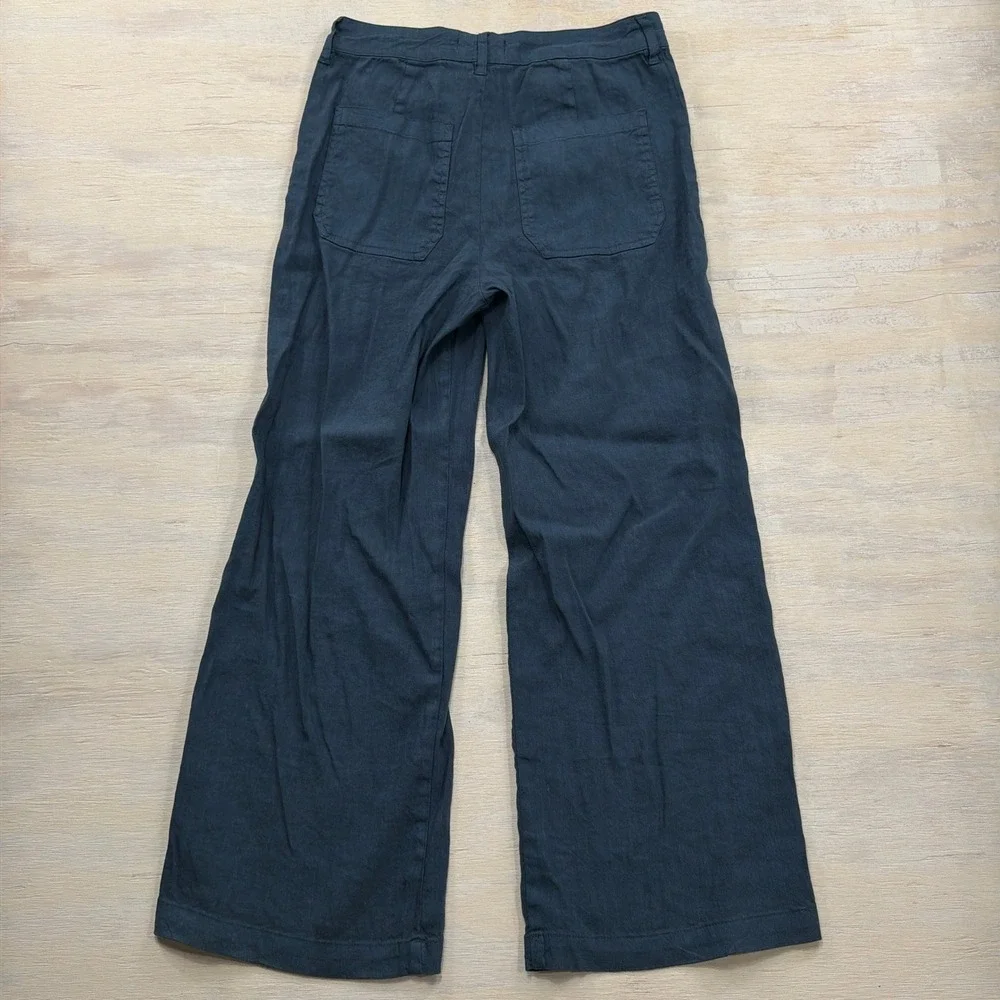 KUT from the Kloth Pants Topaz High Rise Wide Leg Linen Blend Blue Womens Size 2
